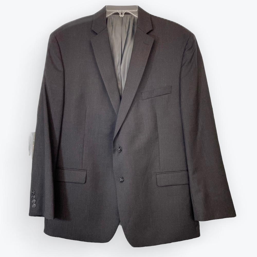 Calvin Klein 100% Wool Charcoal blazer 2 button suit jacket classic fit 46 Reg  